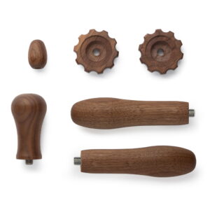 Siebträgermaschine  Holzumbau Drehrad Set  Nussbaum